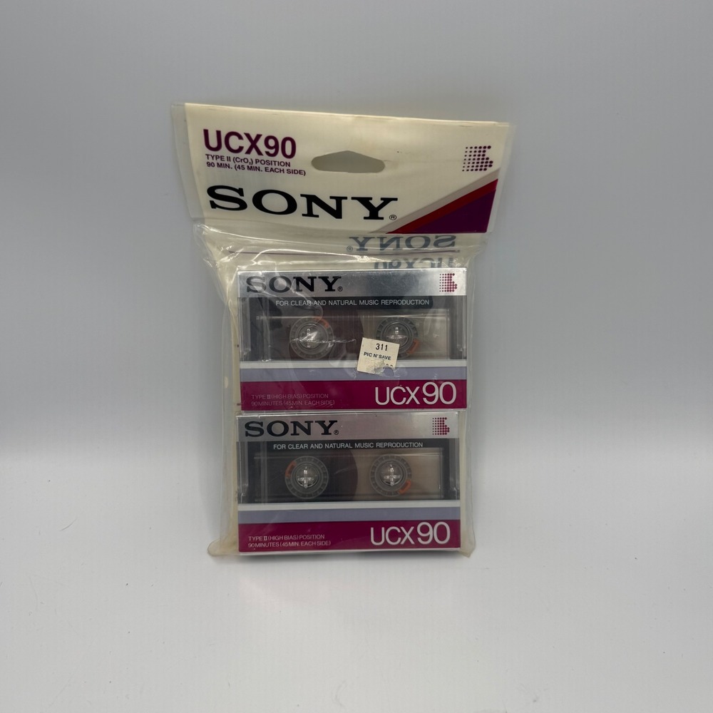 Sony UCX90 Type II High Bias Cassette Tapes 2-Pack Sealed 90 Min Chrome 1982